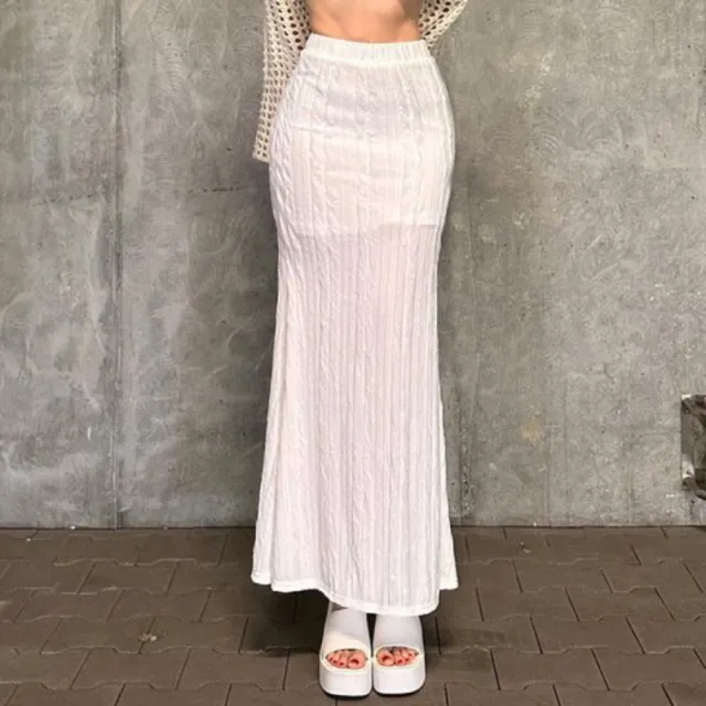 Solid Color Fishtail Skirt Slim High Waist Skirt White - Shop at LoveMi