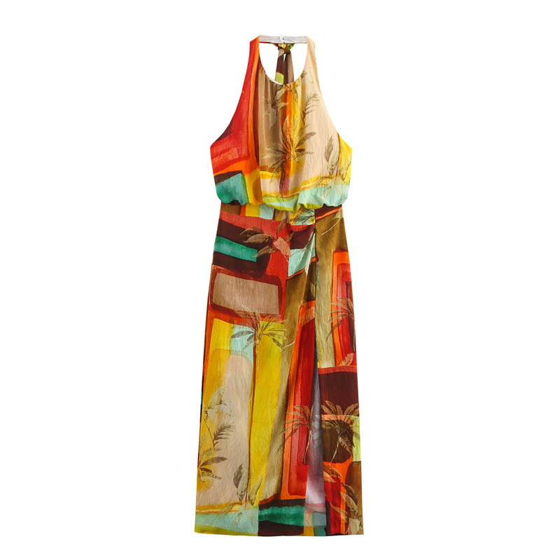 Fashion Tropical Print Midi Skirt Pack Dress
