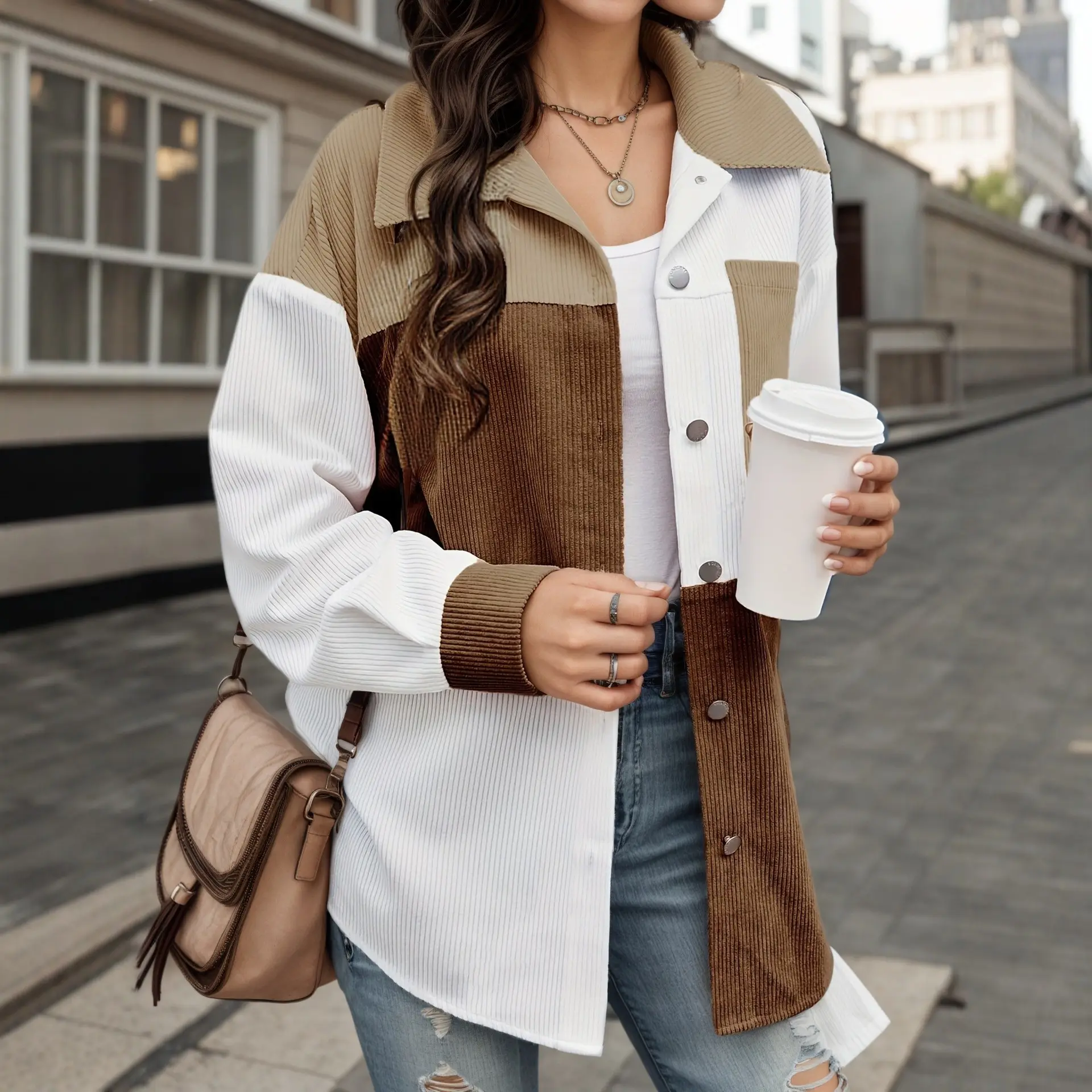 European And American-style Stand-collar Shirt Relaxed-fit Aviator