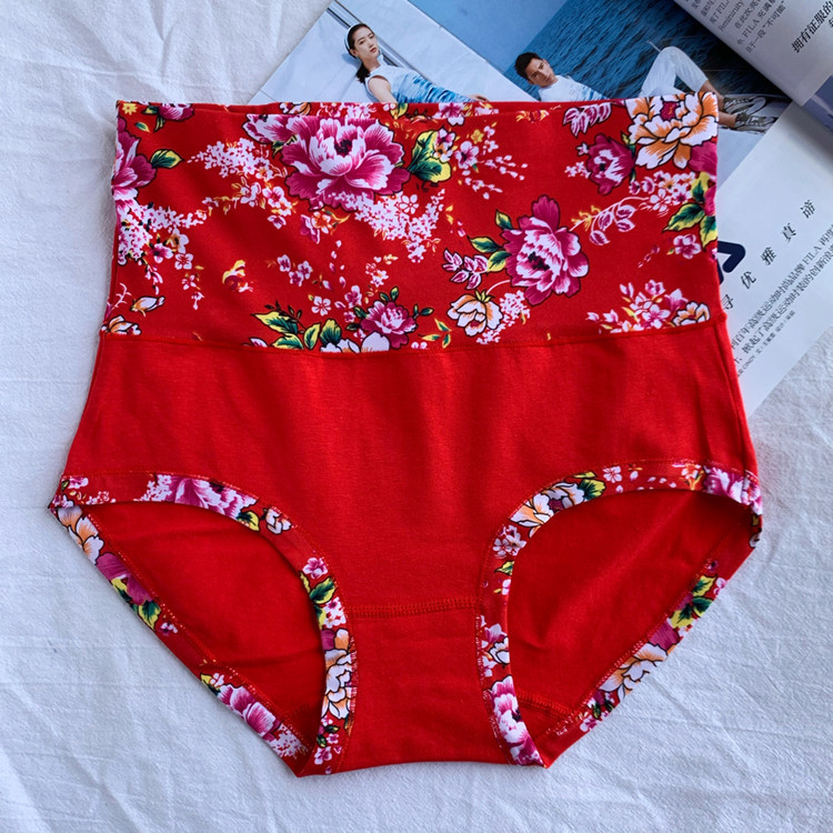 Women's High Waist Plus Size Printed Cotton Underwear