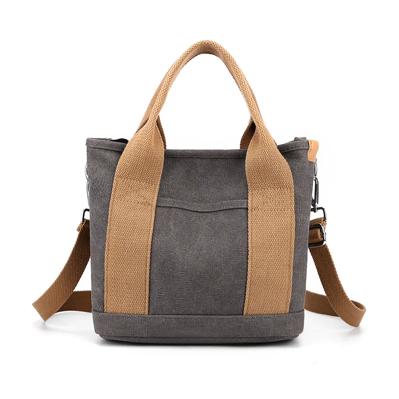 Trendy All-match Simple Fashion Korean Style Large Capacity Commute Leisure Canvas Bag - Gray