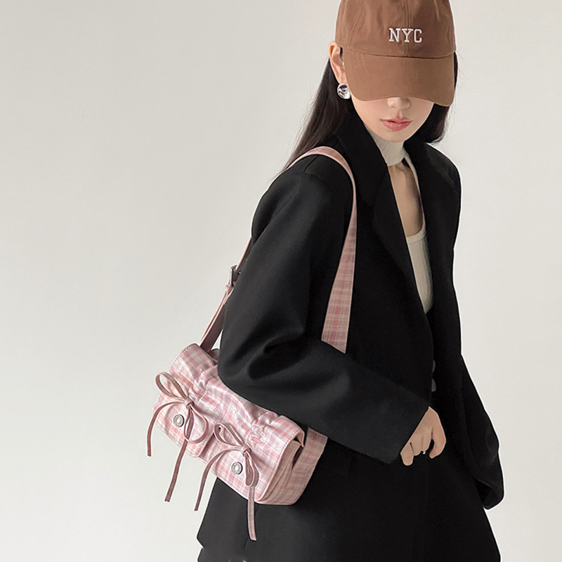 Bow Pleated Underarm Bag Simple Shoulder Messenger Bag