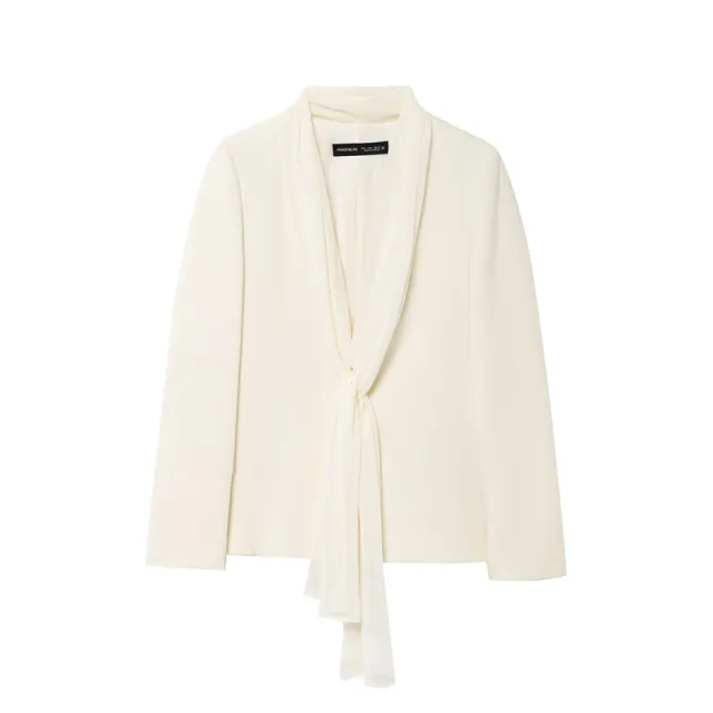 Thin Scarf Lapel Blazer Straight leg Pants Top S - Shop at LoveMi