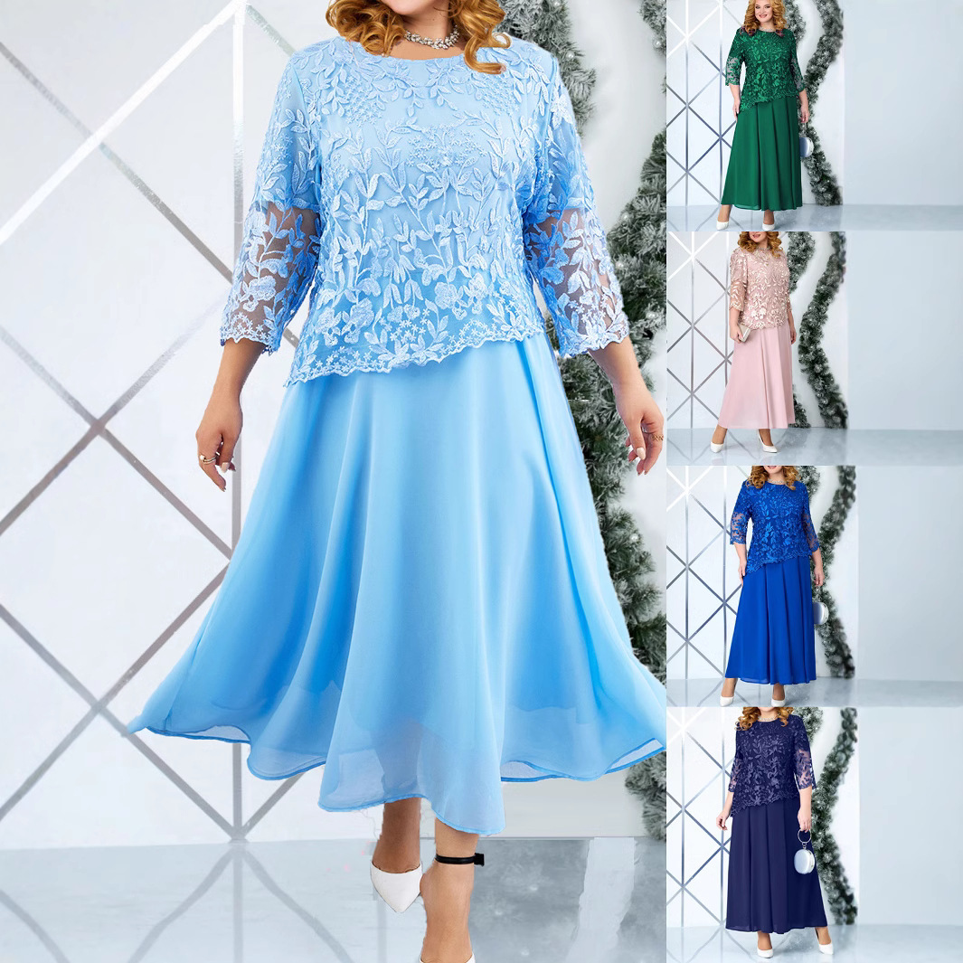 Women's Water Soluble An Embroidered Skirt Style Lace Chiffon — image 1