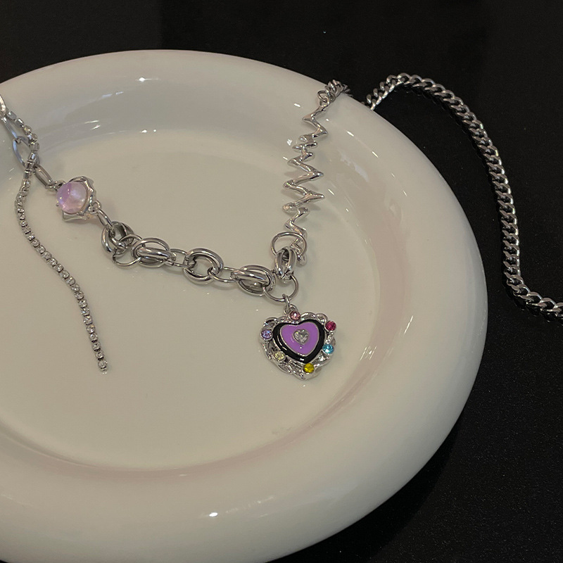 Special-interest Design Purple Heart Necklace For Women