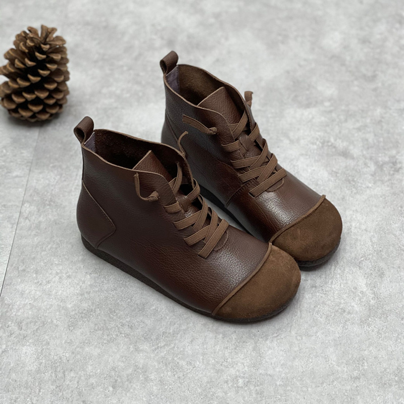 Title 4, Vintage Style Soft Leather Martin Boots with So...