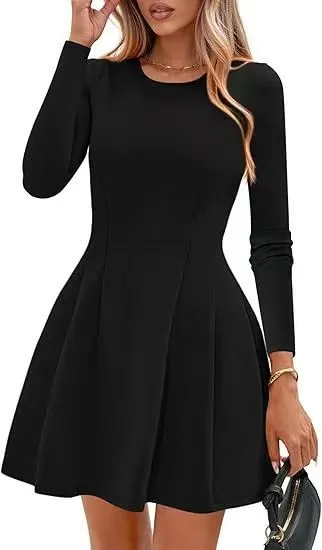 New European And American style Solid color Fashionable Party Dress Black - Shop at LoveMi