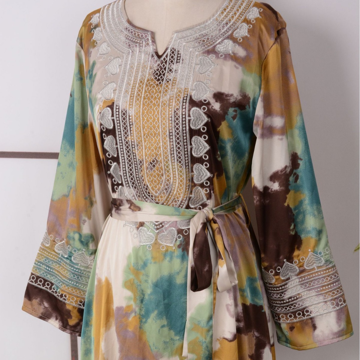 Women's Printed Embroidered Large Swing Muslim Dress