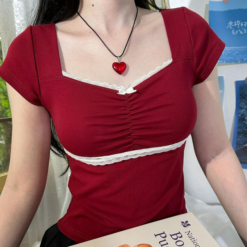 Summer Square Collar Slimming Slimming Short Top