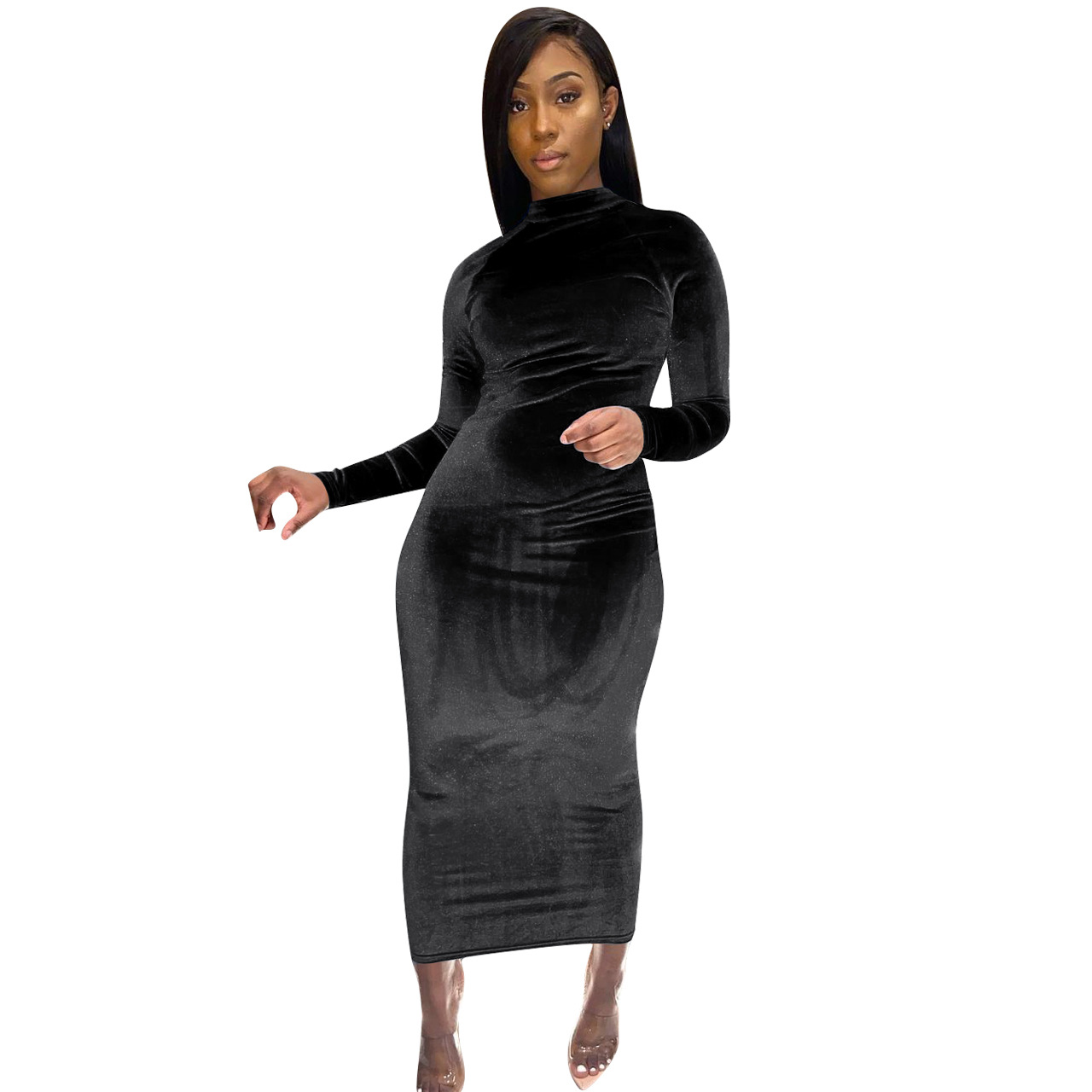 Two Sides Wear Medium Height Collar Dress Black - Shop at LoveMi