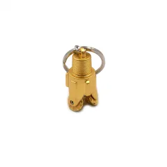 Metal Model 3D Three-dimensional Sanya Wheel Drill Three-color Creative Oil Keychain - Gold - View 1