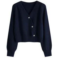 Women's Fashion Loose Sweater Women's Coat - Navy - View 1