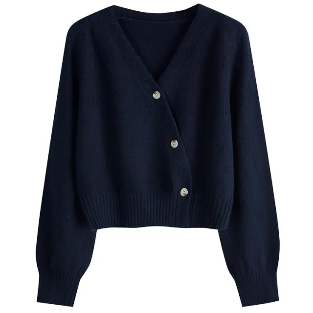 Women's Fashion Loose Sweater Women's Coat Navy - Shop at LoveMi