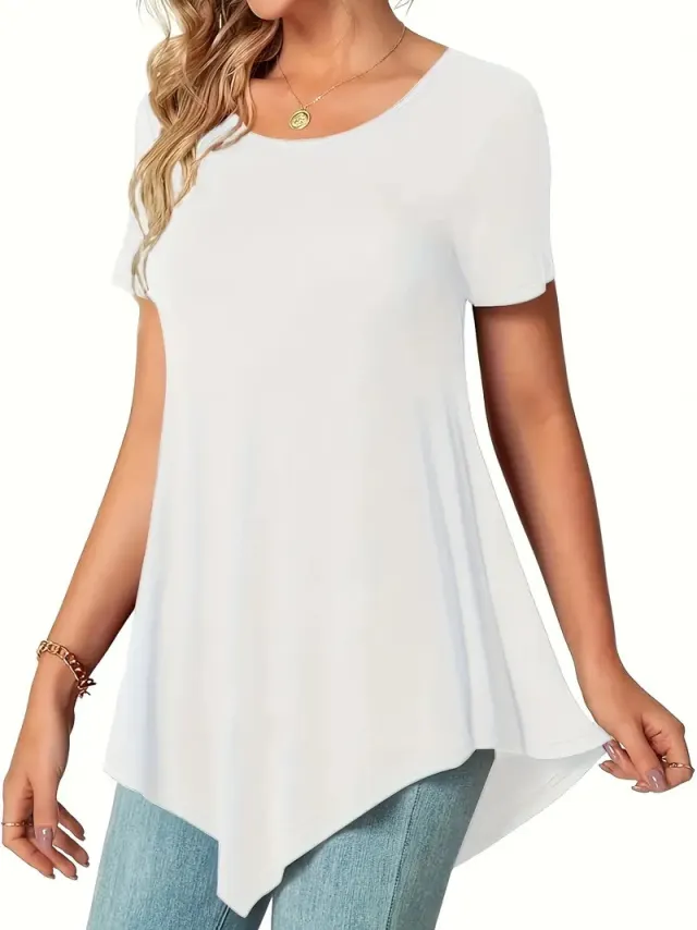 European And American Plus Size Round Neck Top White - Shop at LoveMi