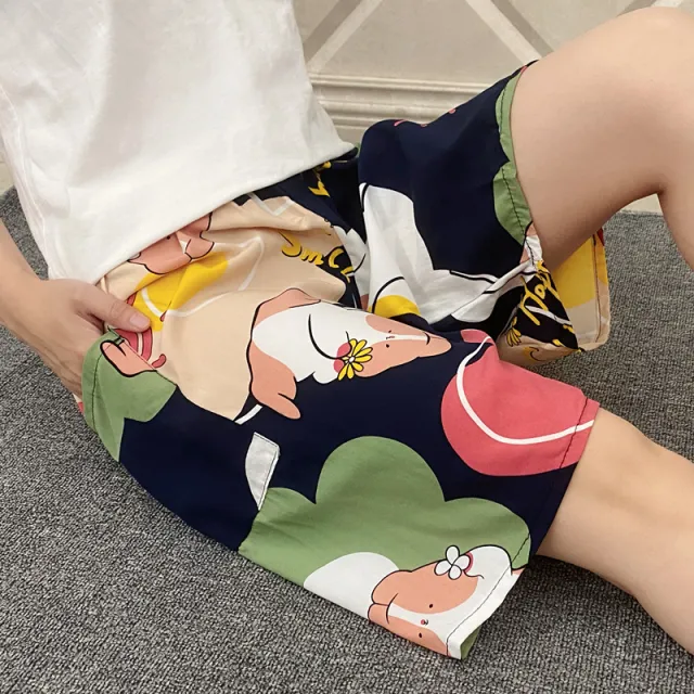 Summer Women's Pajama Pants Cotton Silk Shorts Home Loose Lotus Root Color 3Xl - Shop at LoveMi