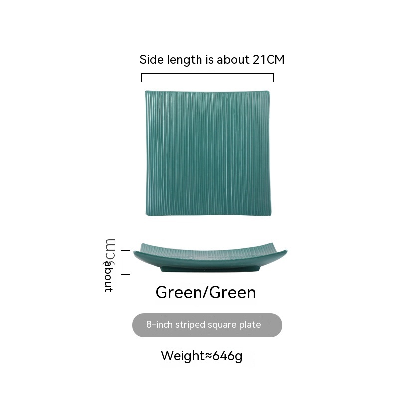 Striped Square Plate Green