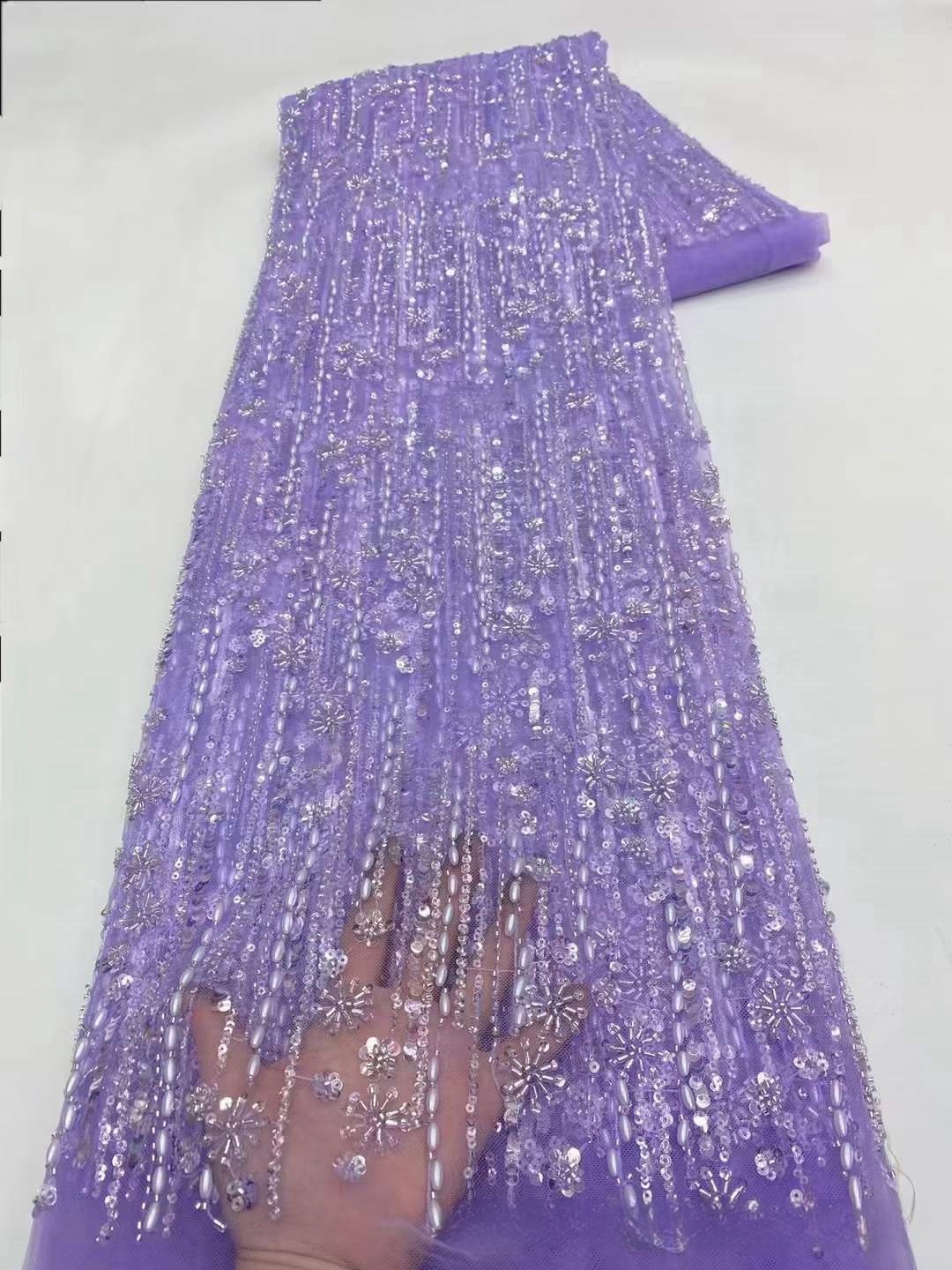 French Wedding Dress Bead Tube Fabric African Bridal Dress Lace - Image 8