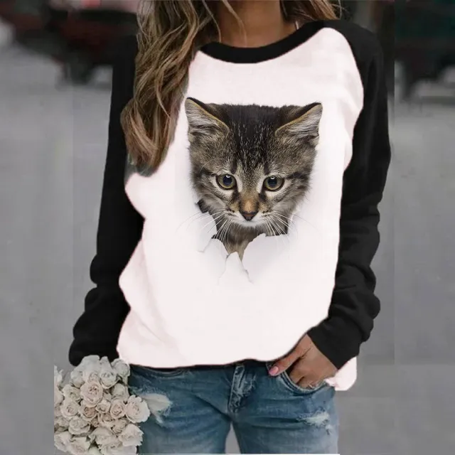 Animal Letter Printed Crew Neck Sweatshirt 1 Color S - Shop at LoveMi