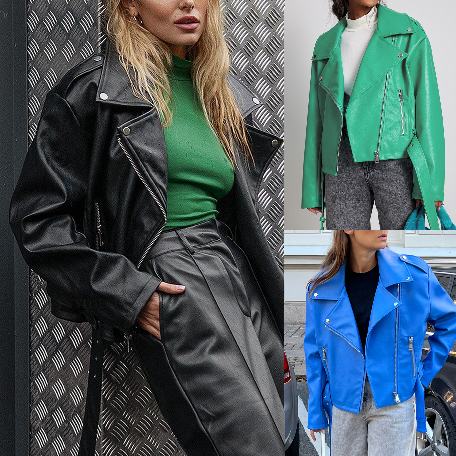 Punk Short Belt Lapel Locomotive Style Jacket