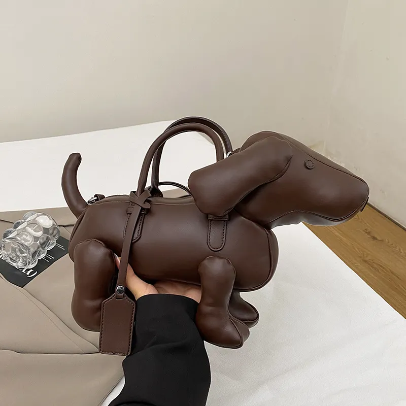 Creative Puppy Weird Animal Design Handbag Shoulder Bag - Brown