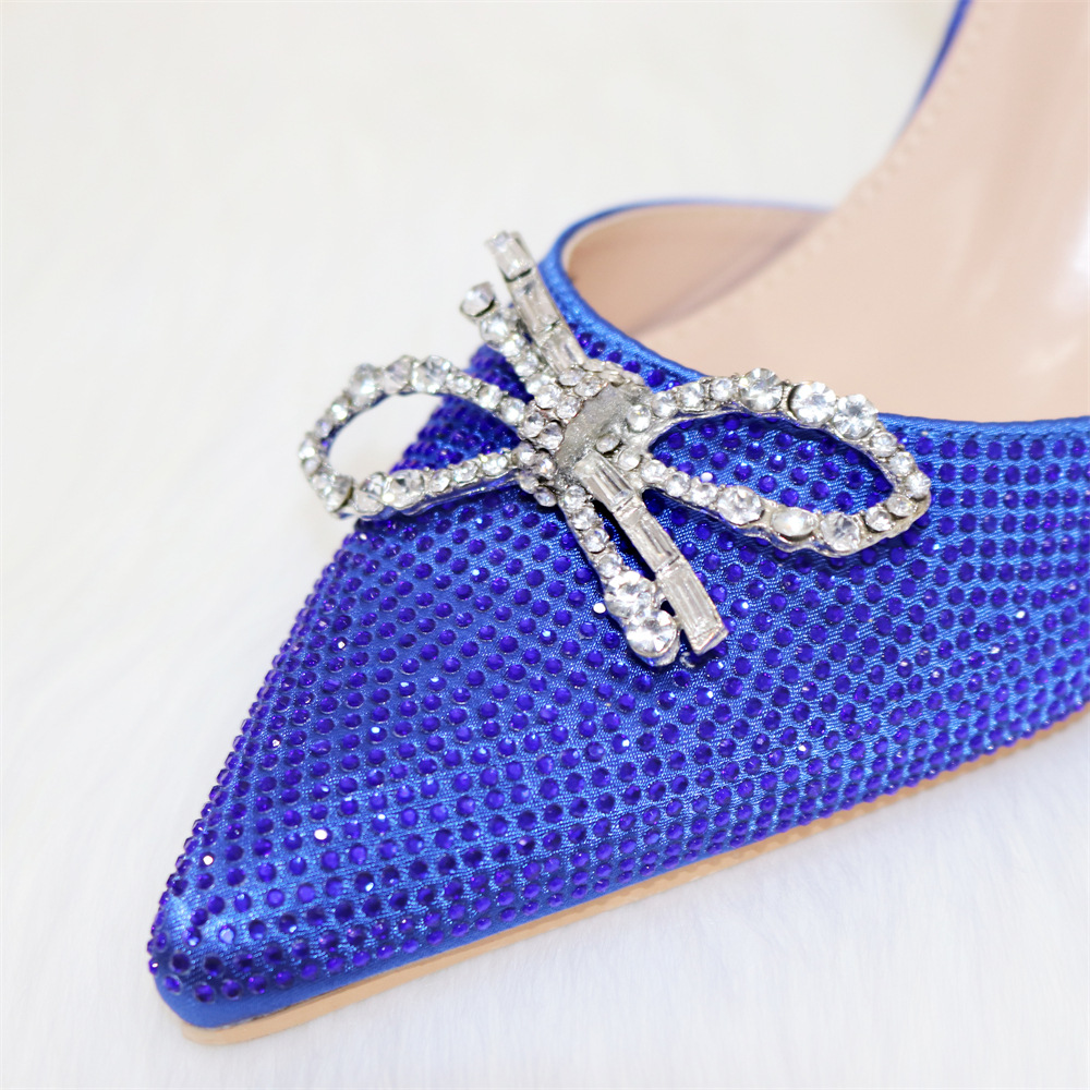 Ladies Bow Silver Buckle Design Pointed High Heels And Bags - Image 4
