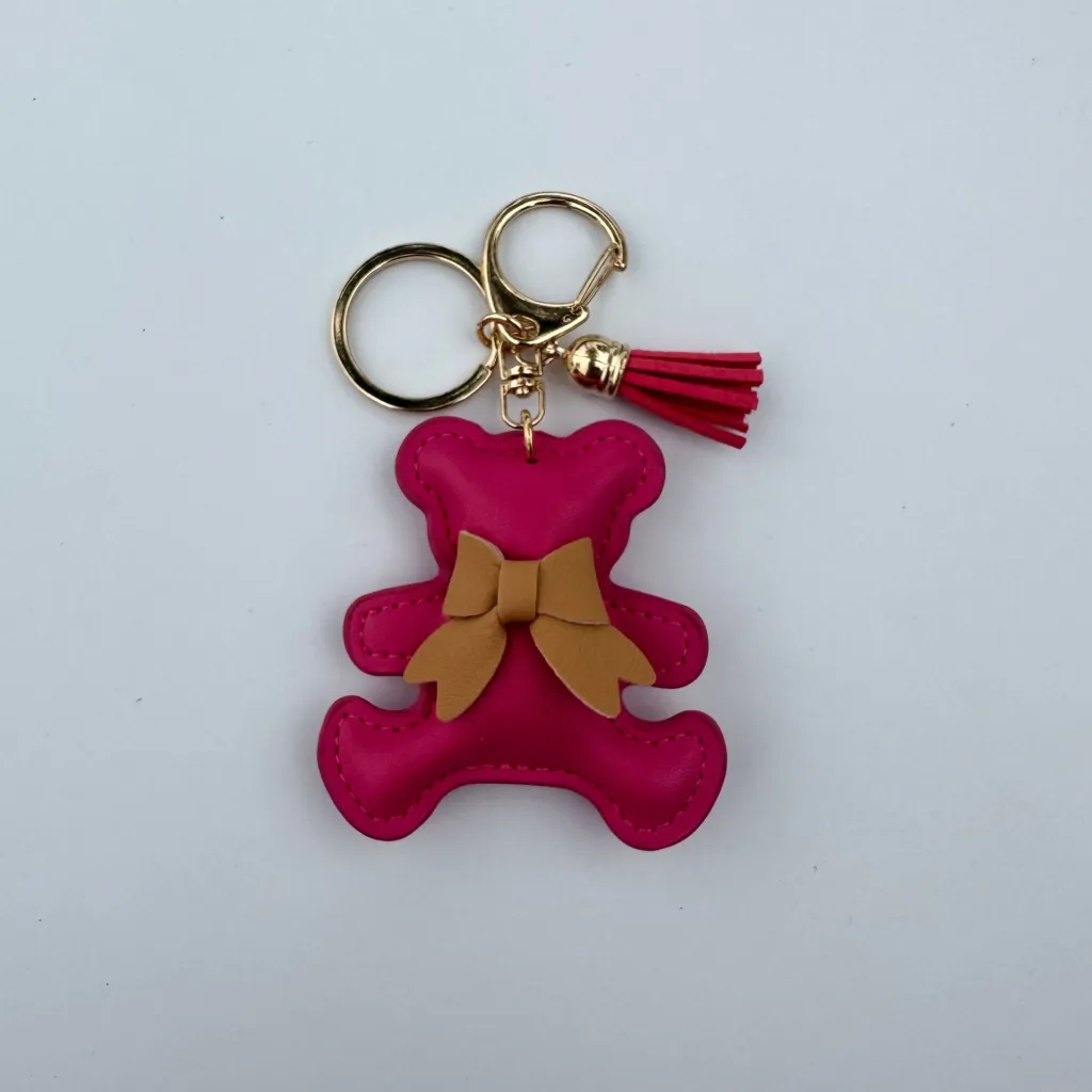 Cartoon Bear Phone Case Handbag Pendant - Rose Bear With Keychain