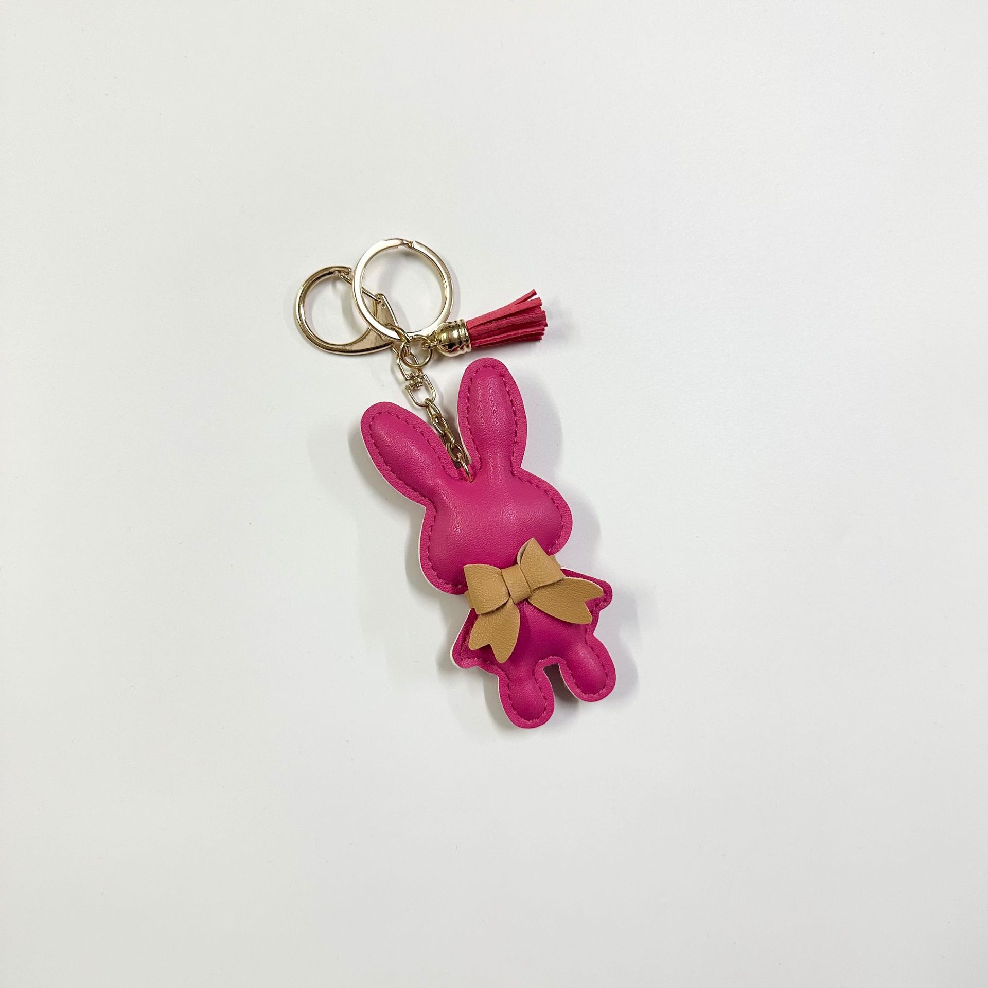 Cute Rabbit Bag Genuine Leather Car Key Ring Pendant