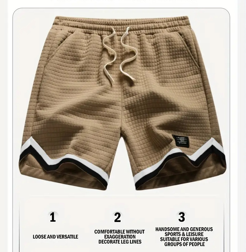 Men's Casual Loose Striped Webbing Trendy Plaid Sports Shorts