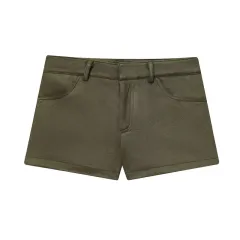 Women's Solid Color Suede Effect Suit Jacket Shorts - Pants-S - View 1