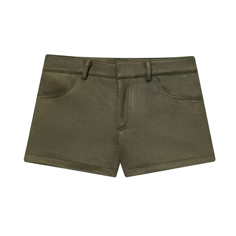 Women's Solid Color Suede Effect Suit Jacket Shorts - Pants