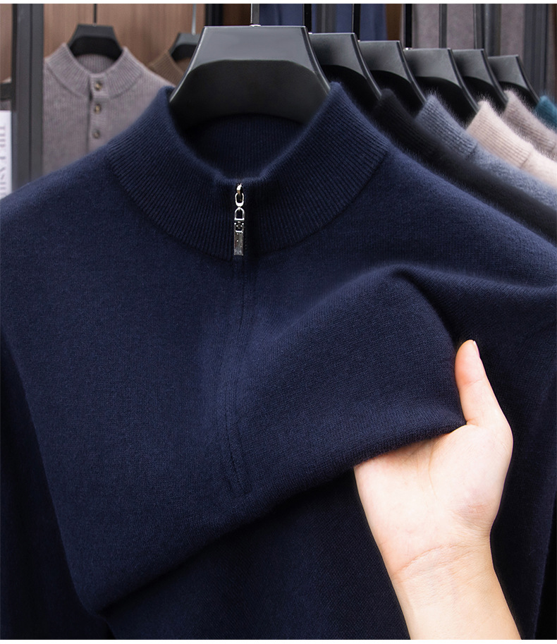 Men's Wool Half-Zip Stand-Collar Jumper image 16