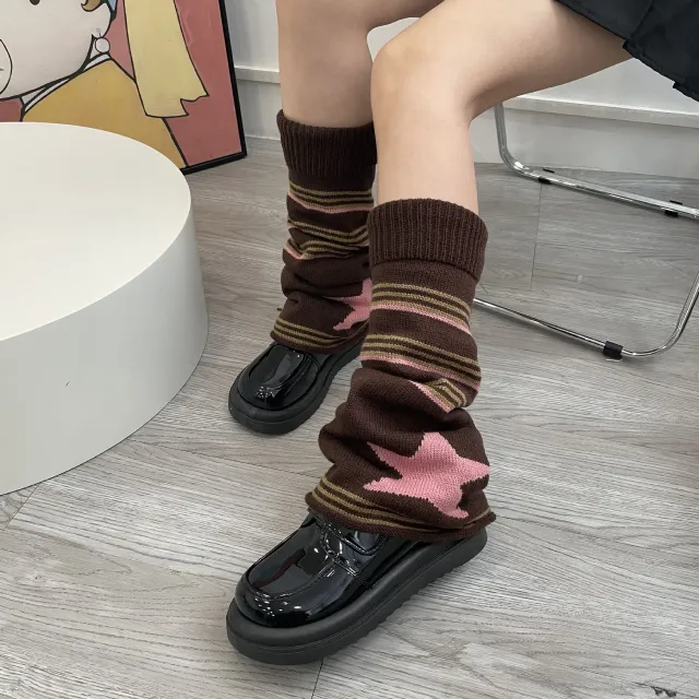 Striped XINGX Maillard Style Brown Double sided Speaker Foot Sock Coffee Pink 54Cm - Shop at LoveMi