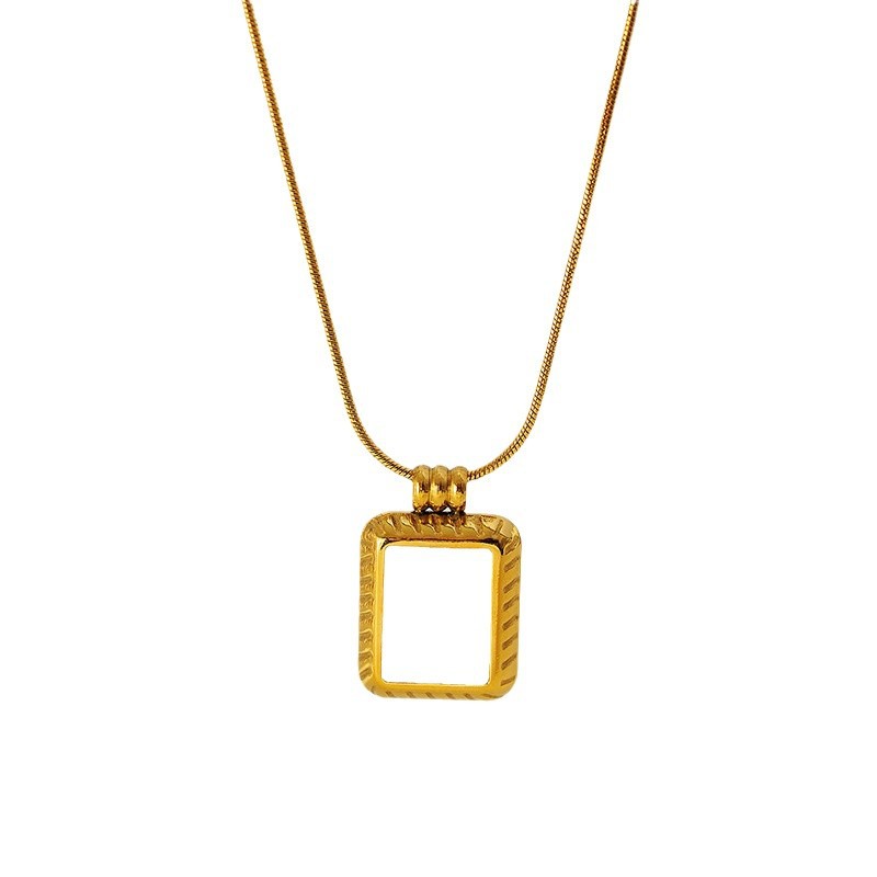 Retro Simple Square White Shell Pendant Necklace