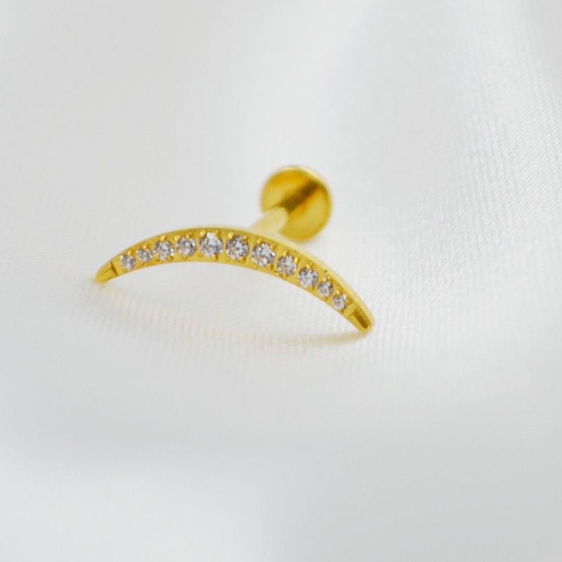 G23 Titanium Alloy Piercing Jewelry Rhinestone Zircon Labret Simple Stud Earrings Ear Bone Stud Perforated