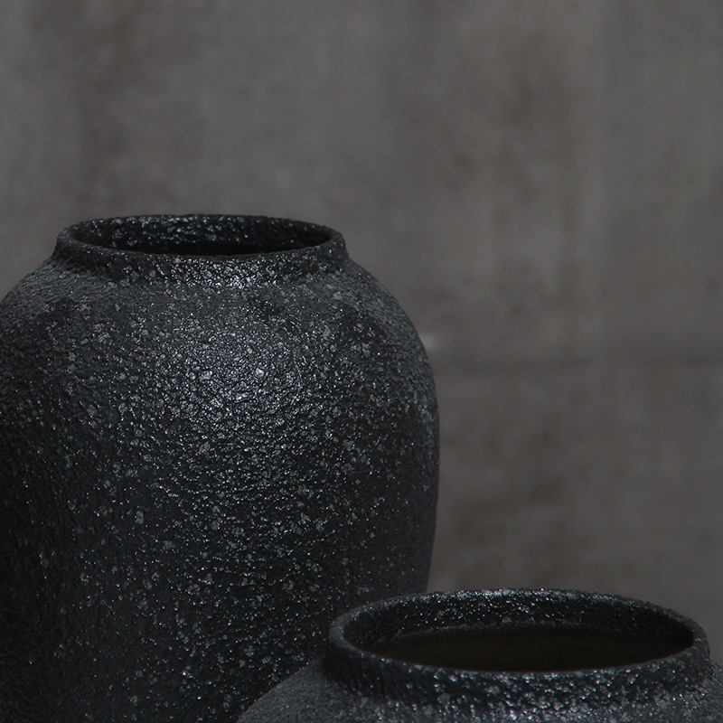 Simple Black Stoneware Vaseversatile Ceramic For Any Style
