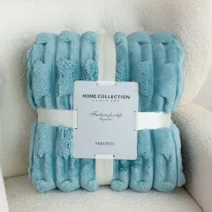 Bamboo Knot Velvet Blanket Office Afternoon Napping Cover - Ice Blue - View 1