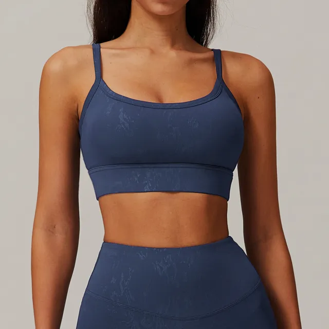 Bronzing Beauty Back Exercise Bra Sports Running Nude Feel Underwear Dark Blue - Shop at LoveMi