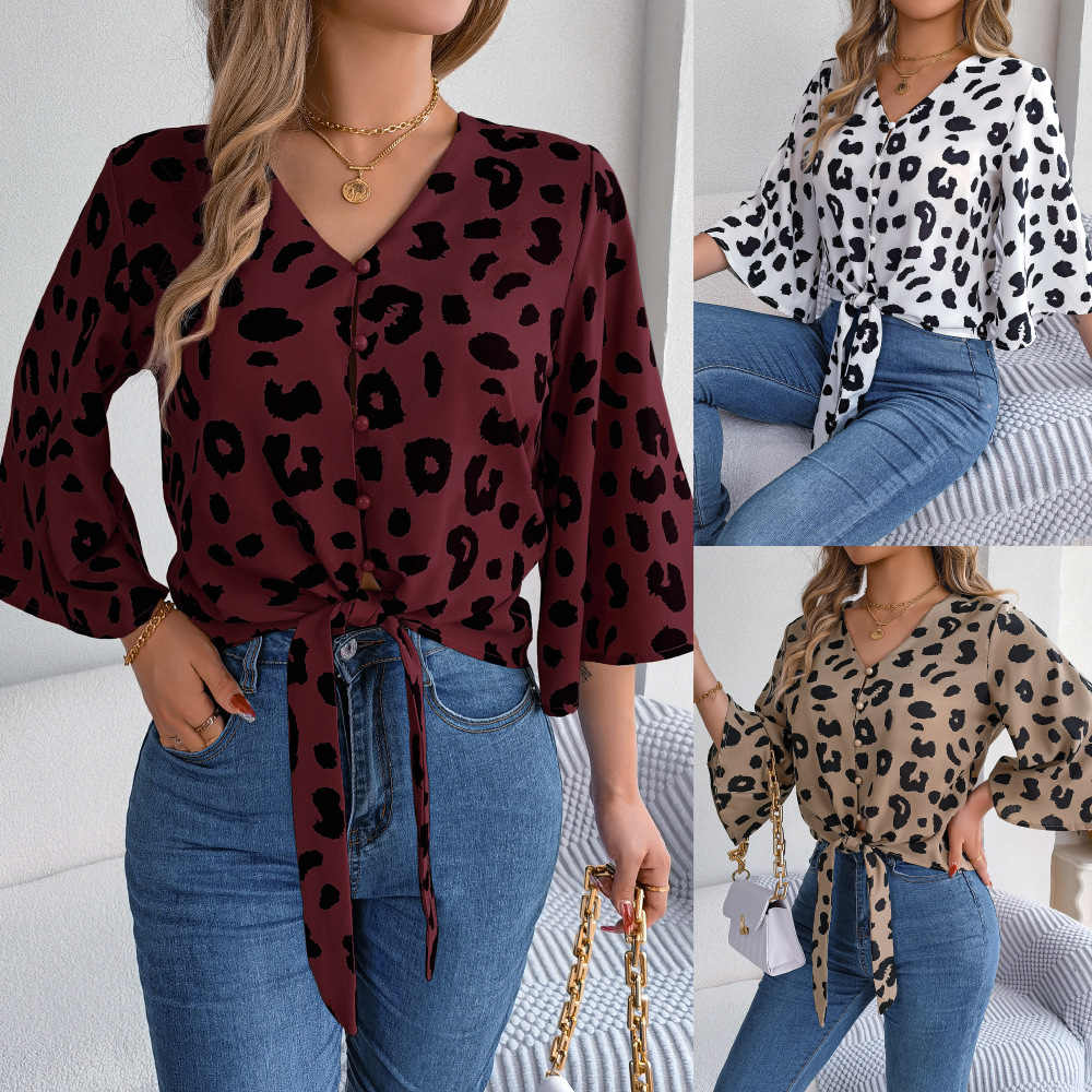 Womens Casual Fitted Blouse With Lace-up Details