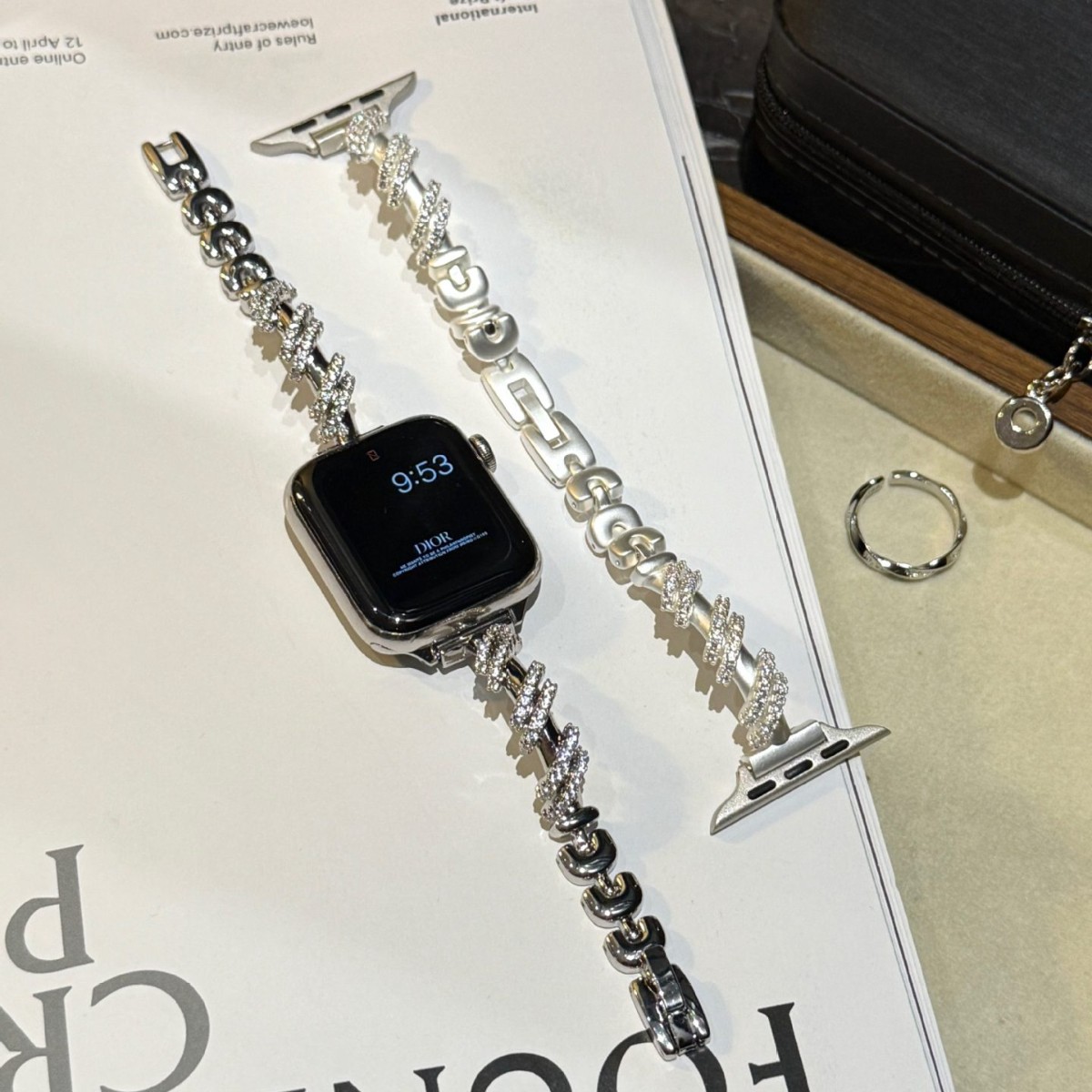 Rotating Diamond-set Copper Watch Strap