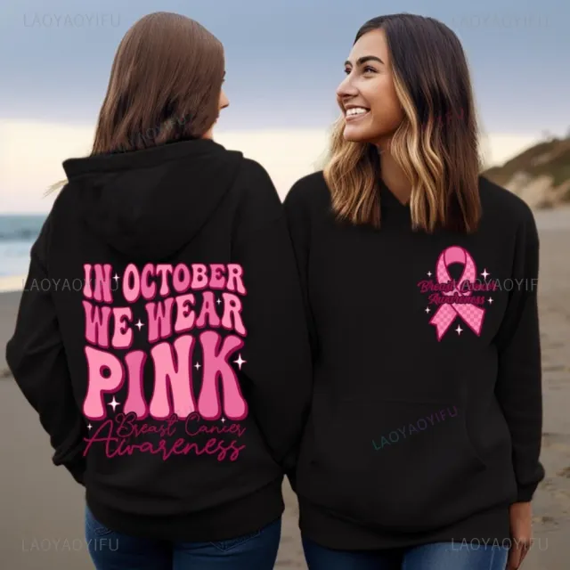 In October We Wear Breast Cancer Awareness Sweat Black - Shop at LoveMi