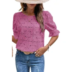 Women's Round Neck Chiffon Shirt Leisure All-matching - P106Color - View 1