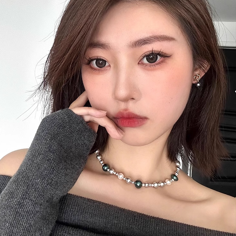 قلادة نسائية عالية الجودة بحبات لؤلؤ طبيعي بلون تاهيدي