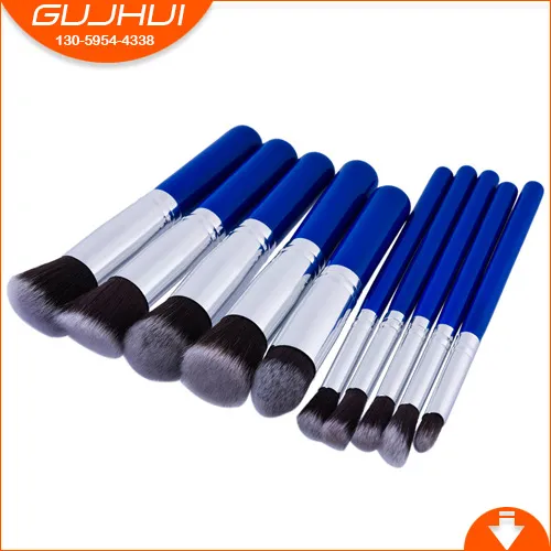 Makeup Brush Suit Makeup Tools Powder Foundation 10 Blue Silver Mini - Shop at LoveMi