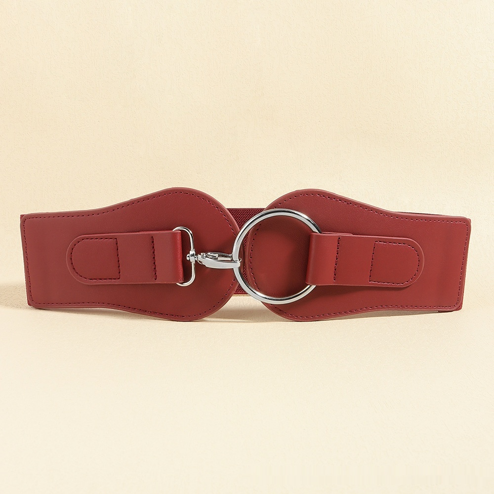 Wine Red Silver Buckle