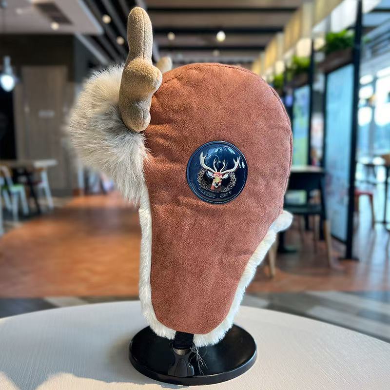 Women's Winter Plush Thickened Warm Deer Antler Hat - Image 10