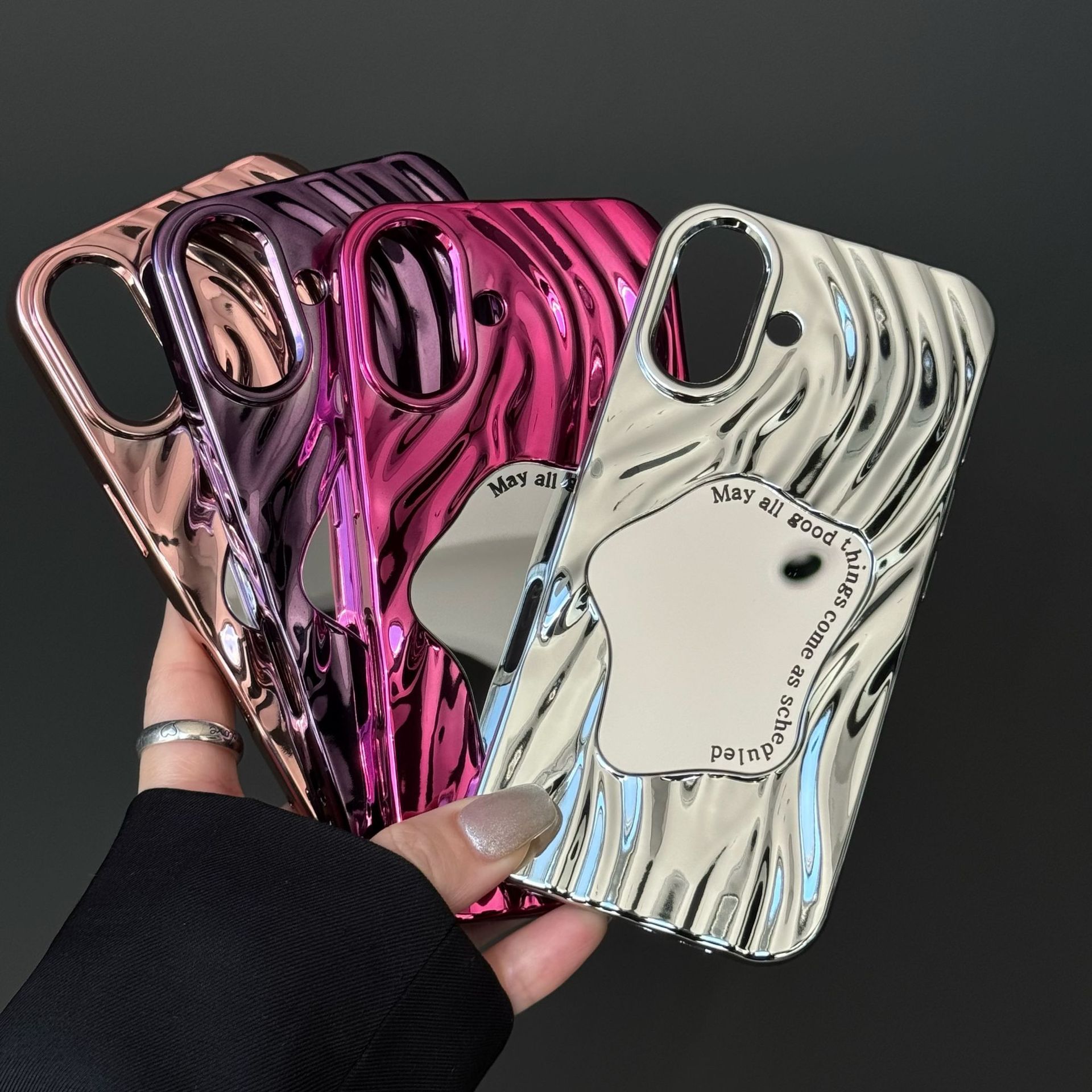 Electroplating Wave Pattern Mirror Phone Case Advanced Sense - Image 6