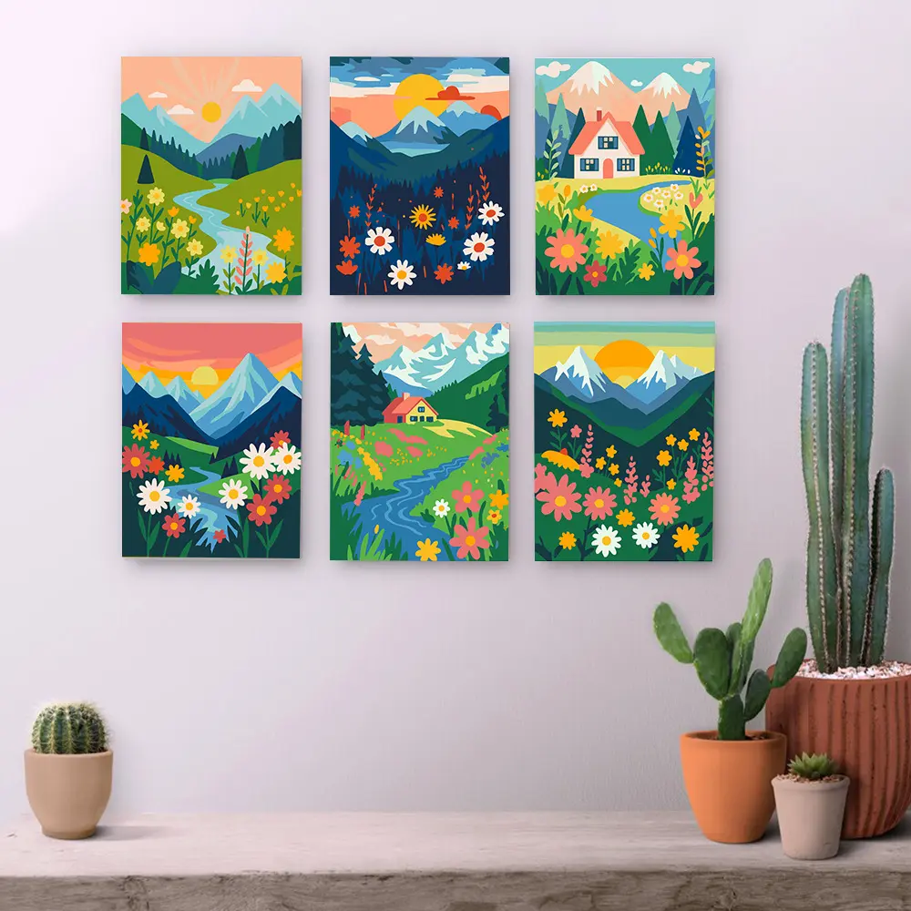 Mini Painting Set 15x20 Framed 6-Piece DIY