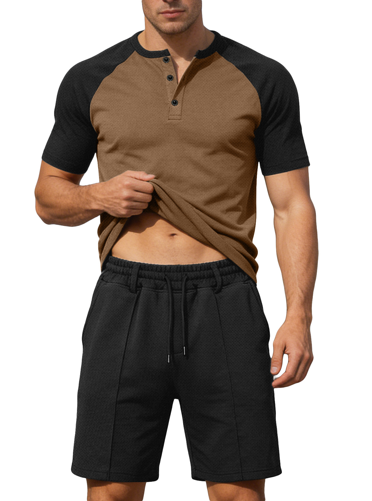Mens Short-Sleeve T-Shirt And Shorts Two-Piece Set