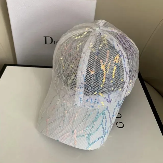 Hollow Breathable Colorful Sequined Sun Hat Sun Protection White - Shop at LoveMi