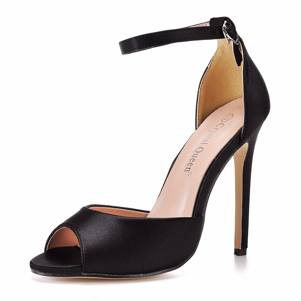 Women's Low-cut Stiletto Heel Round-toe Sandles - Black